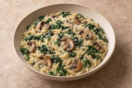 Orzo aux champignons et aux épinards